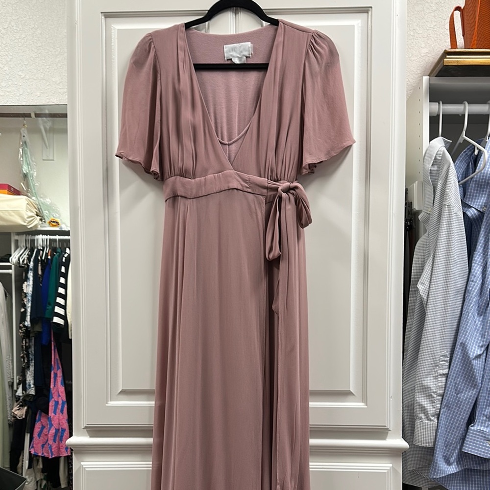 Dusty Mauve Maxi Maternity & Nursing Wrap Dress